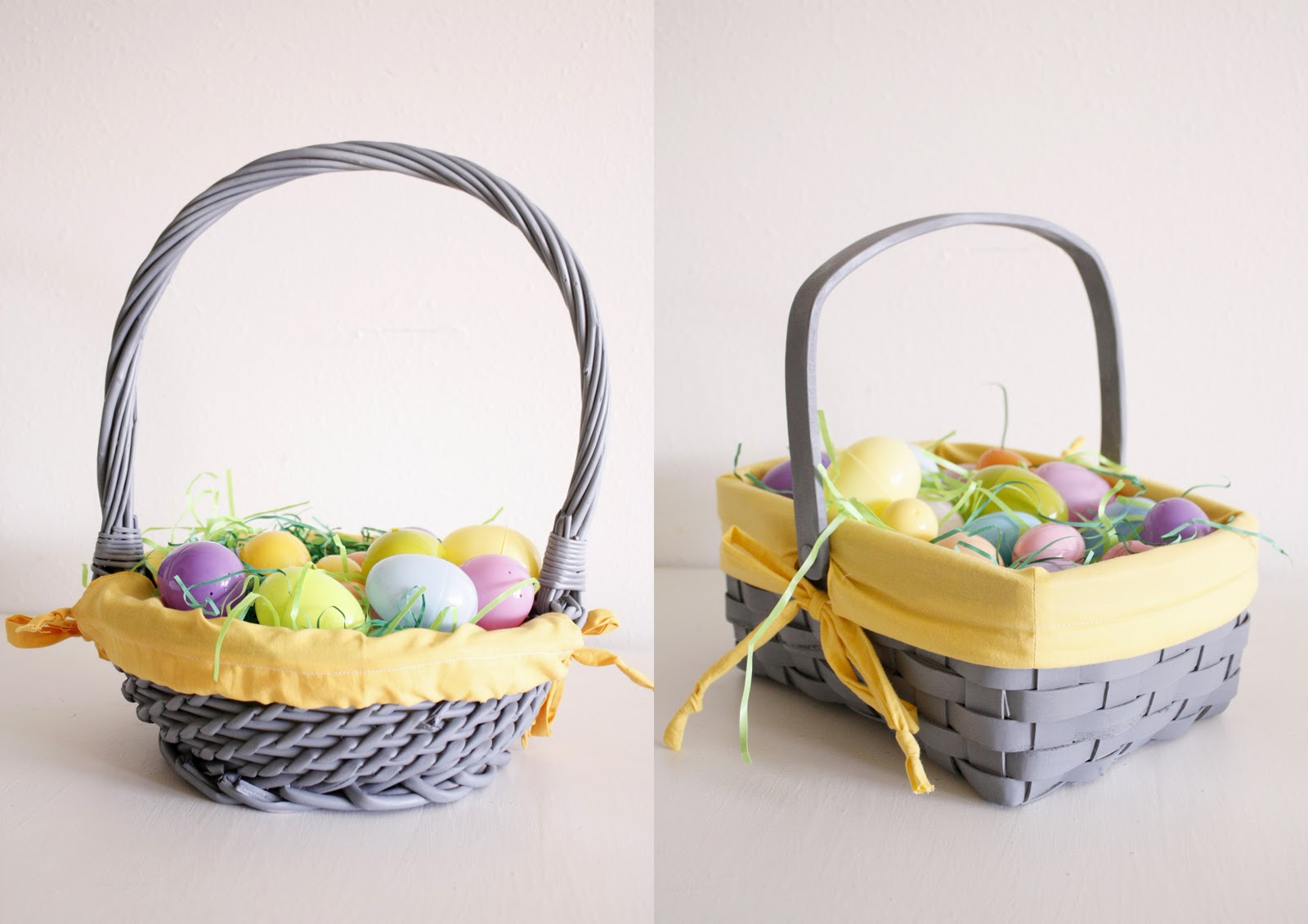 Gray and Yellow Easter Baskets.