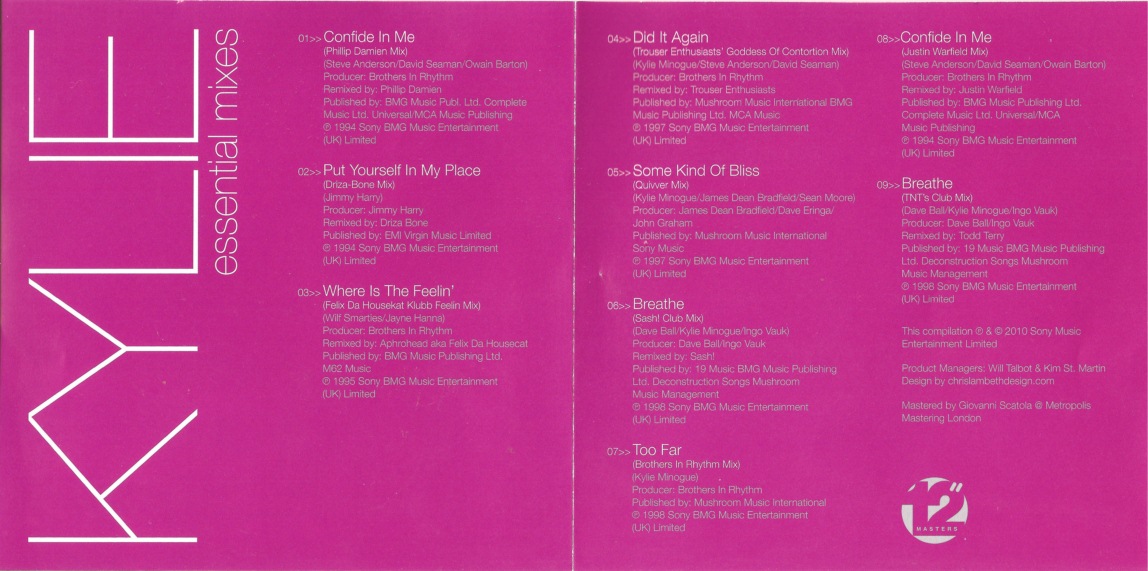 Kylie Fanmade Art Essential Mixes 12" Master Edition Official Artwork