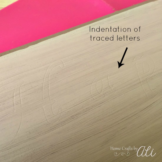 Indentation of letters on pained wood sign