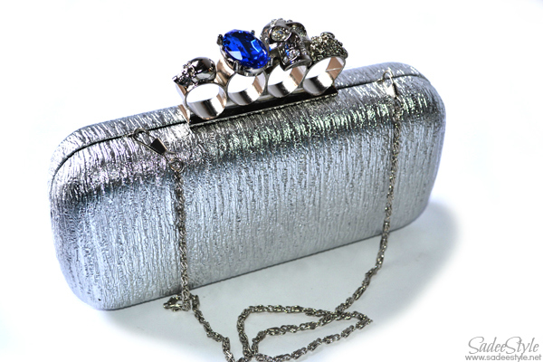 Skull Rings Solid Silver Clutch Evening Bag