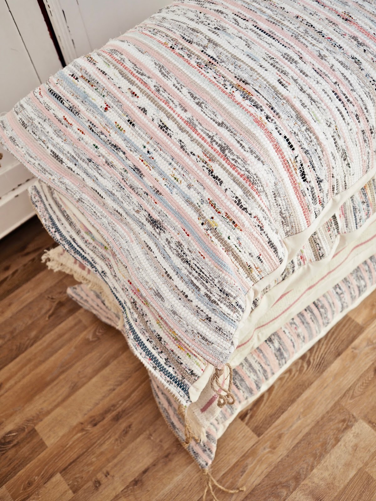 Ikea Tanum Rug turned into a DIY garden pillow.