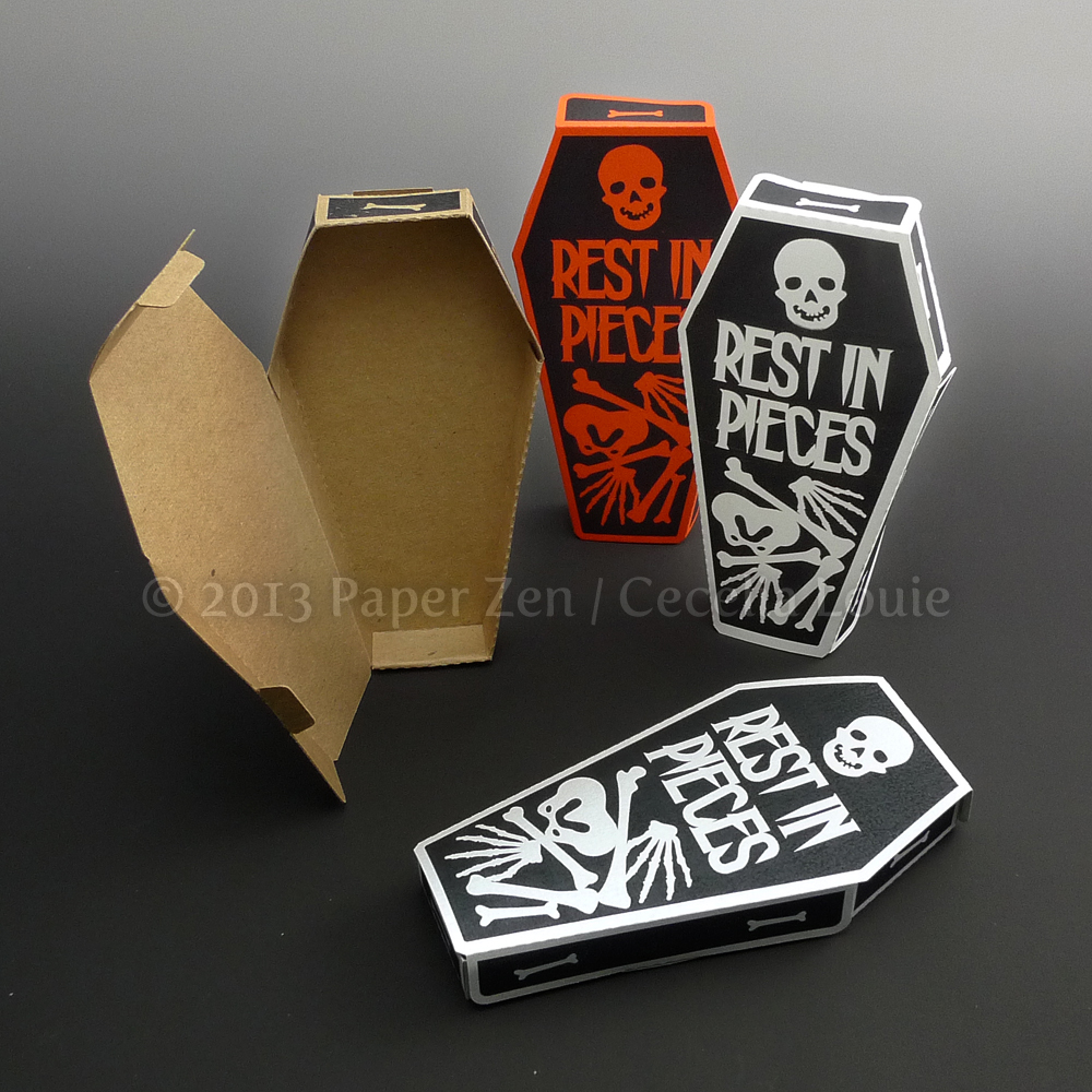 to Paper Zen Cecelia Louie Printable Halloween Skeleton Coffin Party Favor Box