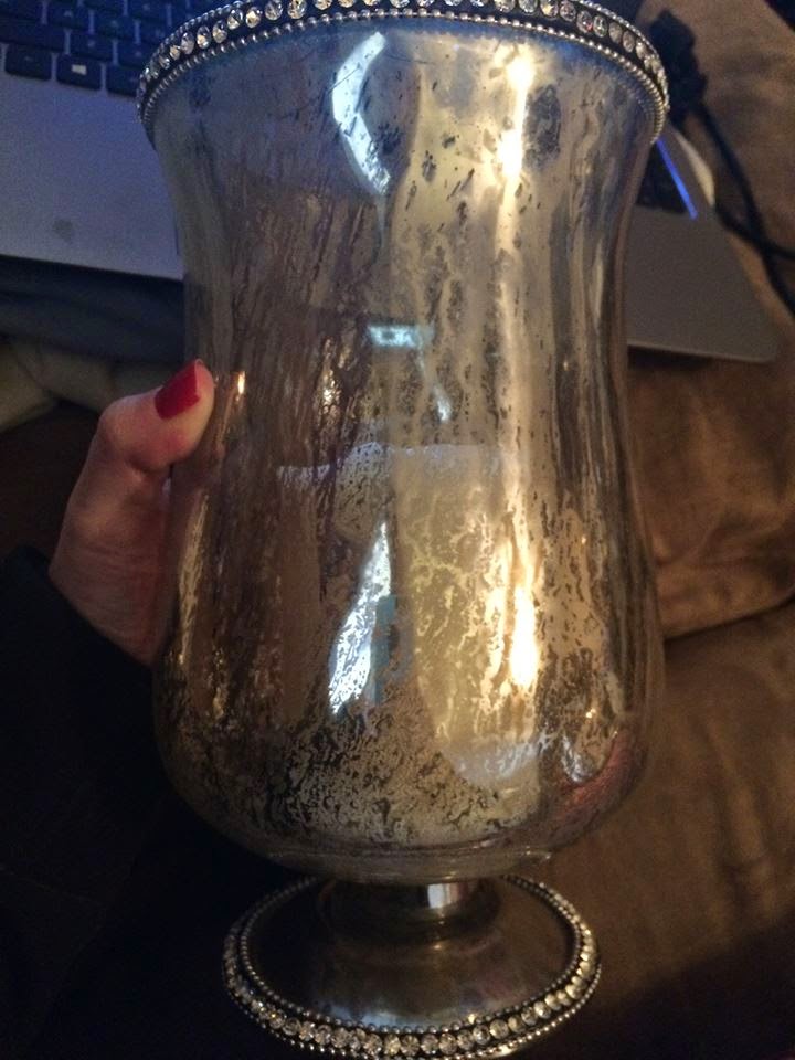 Embellished faux mercury glass container