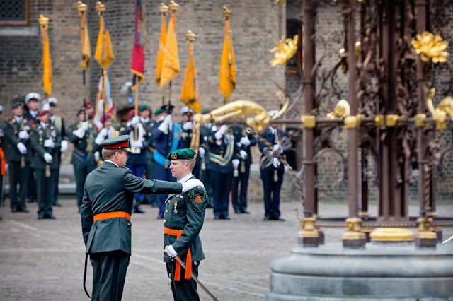 King Willem-Alexander and Queen Maxima of The Netherlands attend the ceremony of the Military Willems-Orde to Majoor Gijs Tuinman