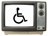 Television set with wheelchair symbol on the screen