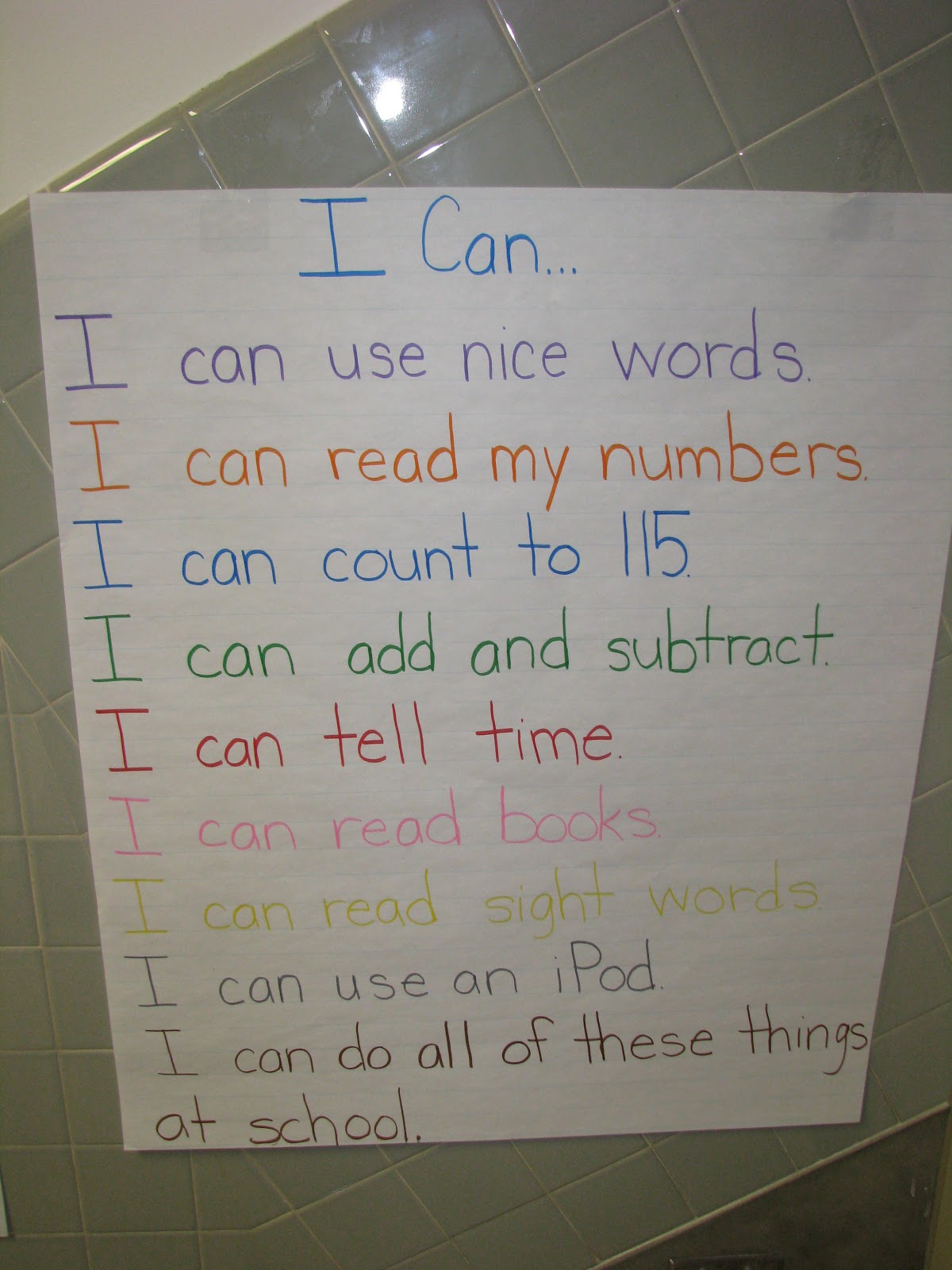 Mrs. Leach's Kindergarteners Things I can do in kindergarten poem...