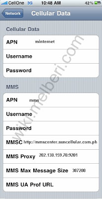 Sun cellular GPRS MMS Settings for iPhone 3g 4 5 ipad