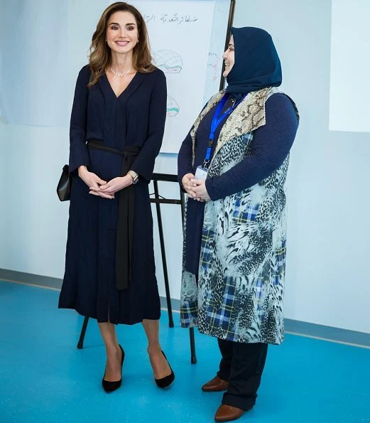Queen Rania wore Maison Makarem dress,  Jimmy Choo laria shoes and carried  Fendi Bag