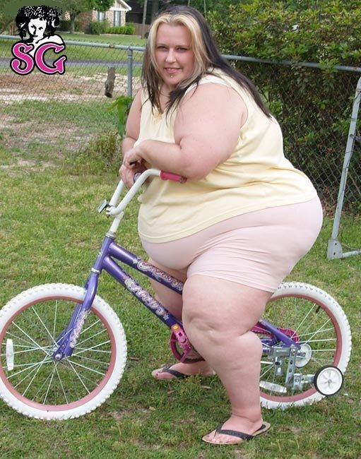Fat girl on motorcycle