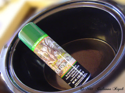 Either spray slow cooker - crock pot with non-stick spray or use liners for easier clean-up. 