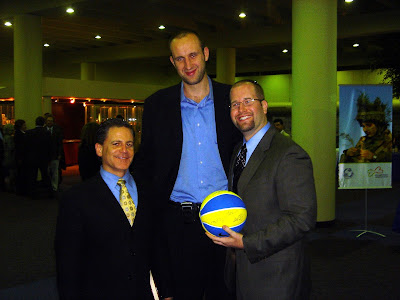 Rabbi Jason Miller With Cleveland Cavaliers owner Dan Gilbert and former player Zydrunas Ilgauskas