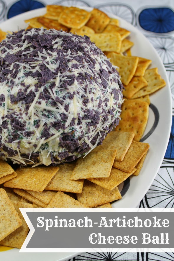 Spinach-Artichoke Cheese Ball - Amazing appetizer and super easy to make! 