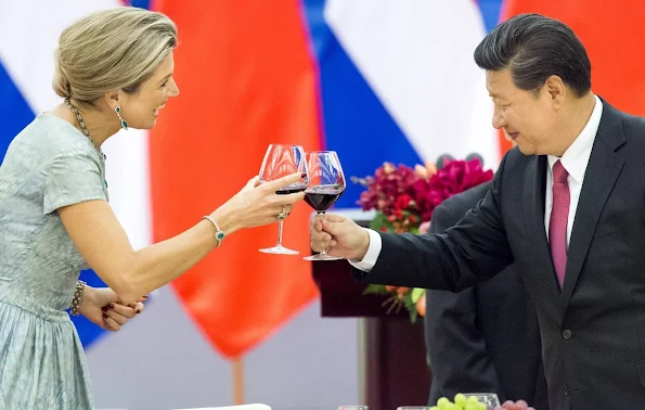 King Willem-Alexander and Queen Maxima of The Netherlands attends the state banquet hosted by President Xi Jinging and his wife Peng Liyuan at the Golden Hall