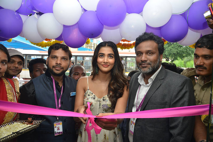 Pooja Hegde at Lot Mobile Store in Vijayawada
