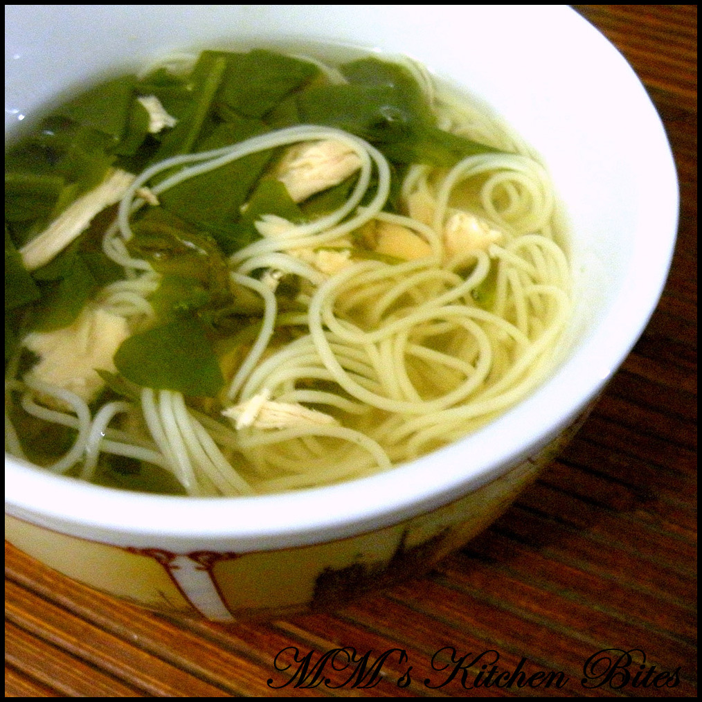 MM's Kitchen Bites Clear Chicken Noodle Soup with Spinach...couldn't sleep