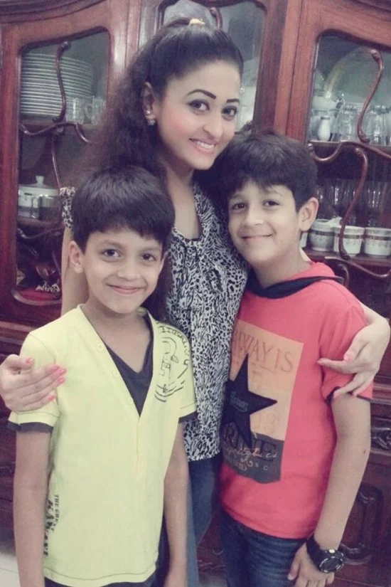 Saddaf Omair with her sons