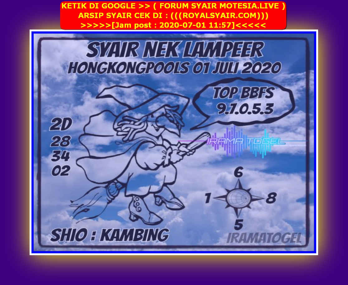 Syair HK Hari Rabu 1 Juli 2020 Royal Syair