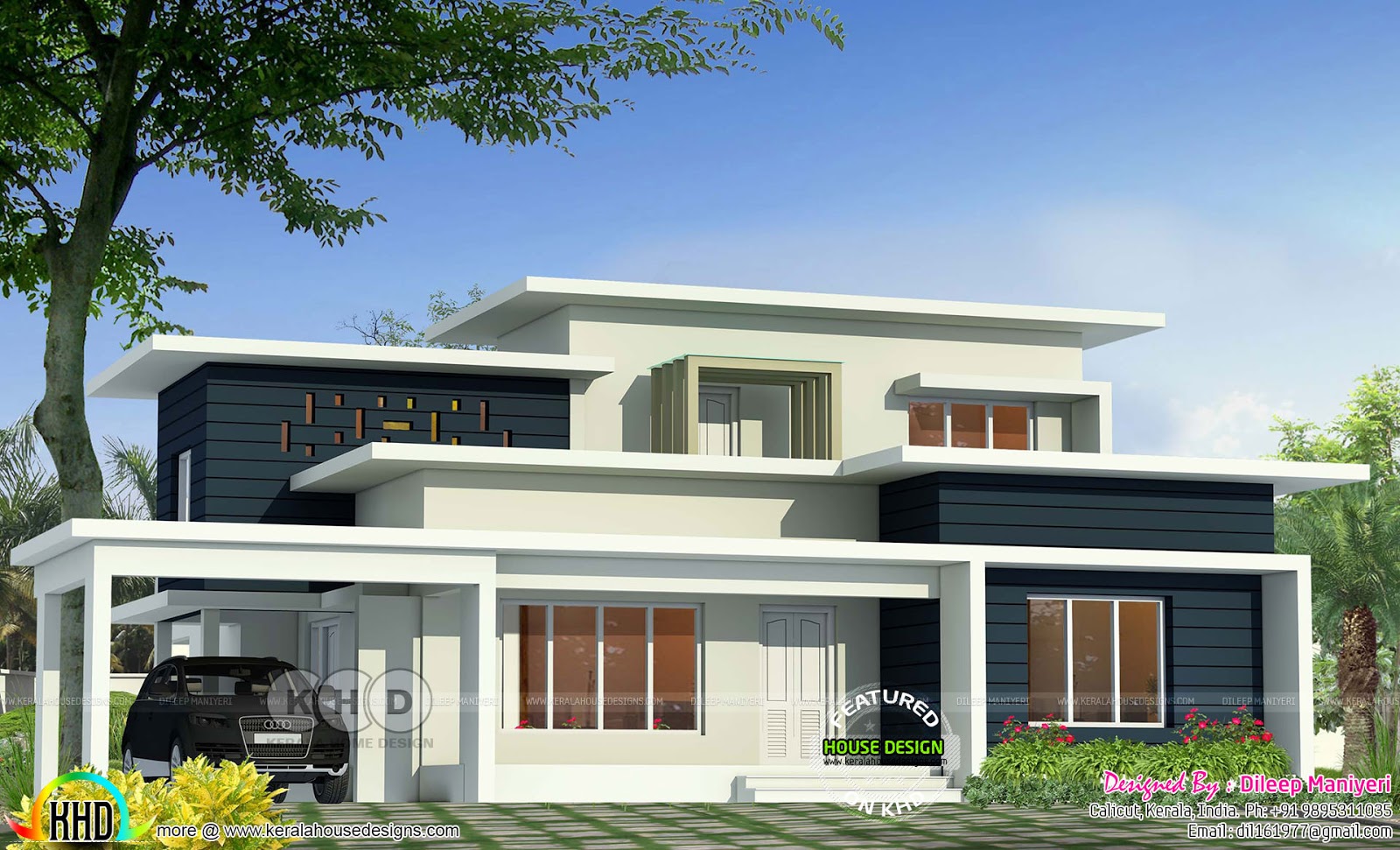 2061 sq-ft super flat roof contemporary home - Kerala home design and