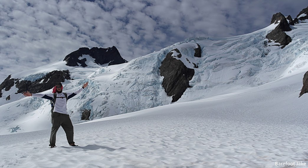Minimal hiker on blue glacier Blue Glacier