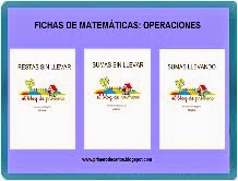 FICHAS DE OPERACIONES: RESTAS SIN LLEVAR, SUMAS SIN LLEVAR Y SUMAS LLEVANDO