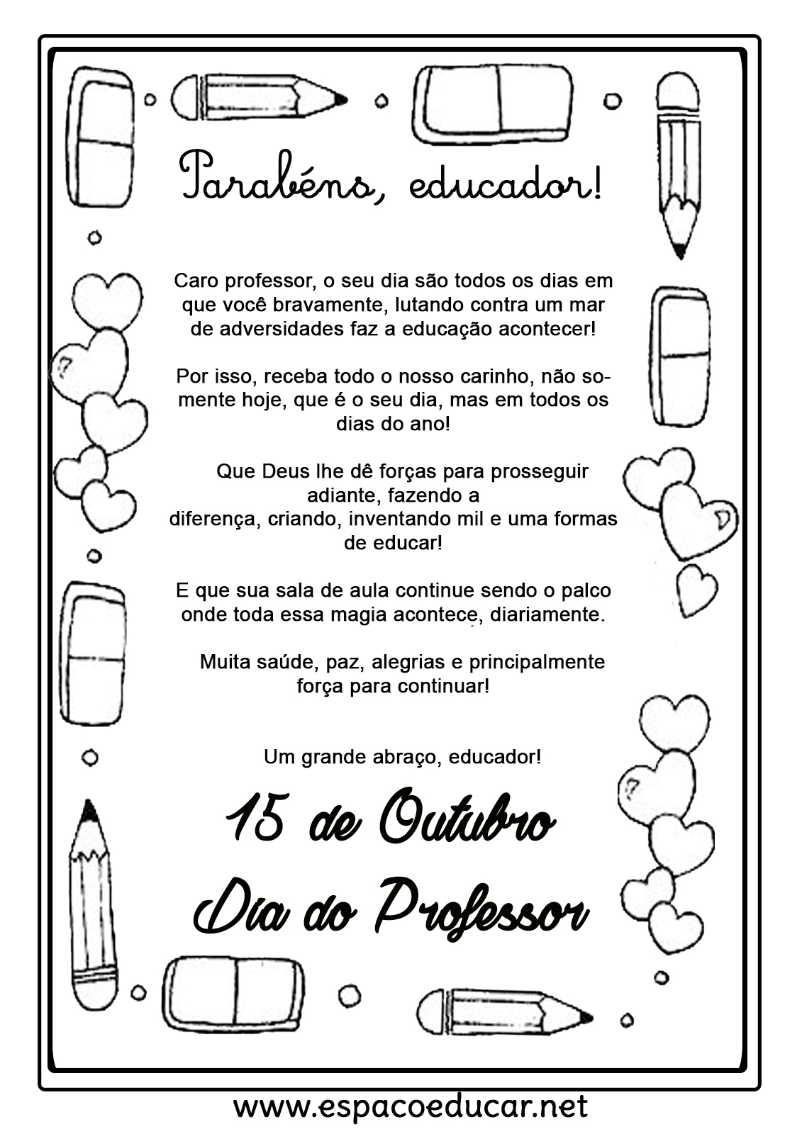 mensagens para o dia dos professores para imprimir espaÇo educar