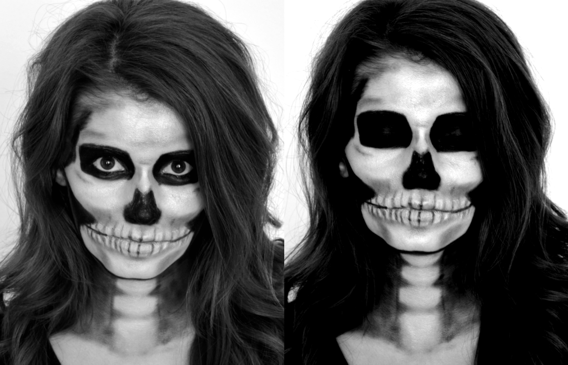 skeleton makeup eyes closed and open