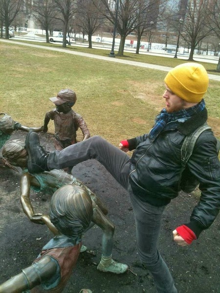Tourist Posing Inappropriately with Statues  4
