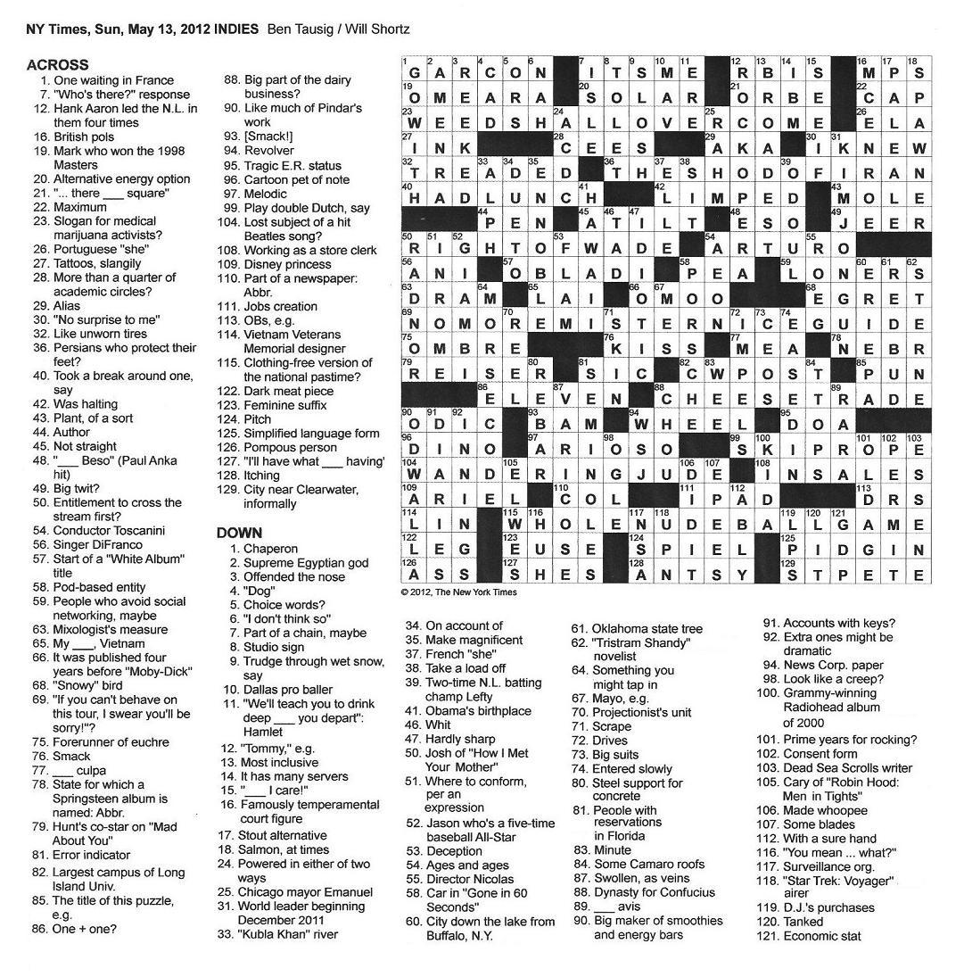 Subject and title of a chapter of moby-dick crossword