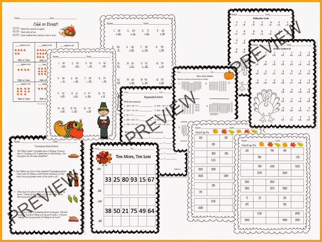 Thanksgiving Math Centers and Printables {&amp; a Giveaway!} - Elementary ...