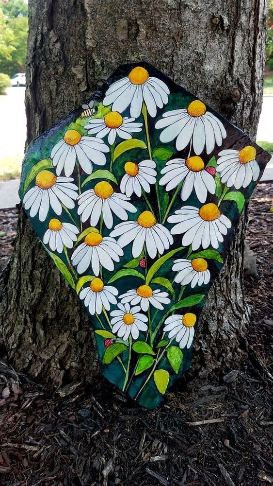 Hand-Painted Daisy Rock