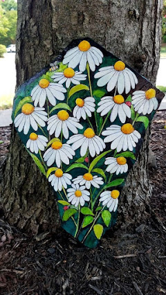 HAND-PAINTED DAISY ROCK by nancymaggielee (click pic below to expand)...
