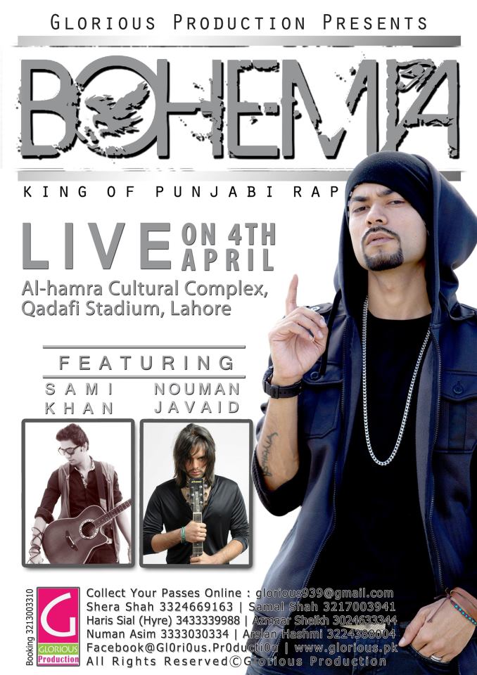 BOHEMIA THE PUNJABI RAPPER LIVE IN LAHORE - APRIL 4TH 2013 VIDEOS DOWNLOAD