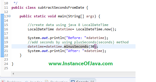 Java 8 date add n seconds to current date example program - InstanceOfJava