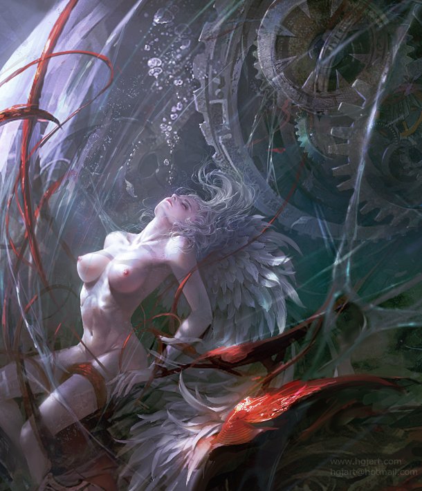 Guangjian Huang hgjart deviantart ilustrações fantasia chinesa mulheres sensuais peitos