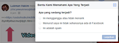 Melapokan status berbahaya di Facebook Melapokan status berbahaya di Facebook
