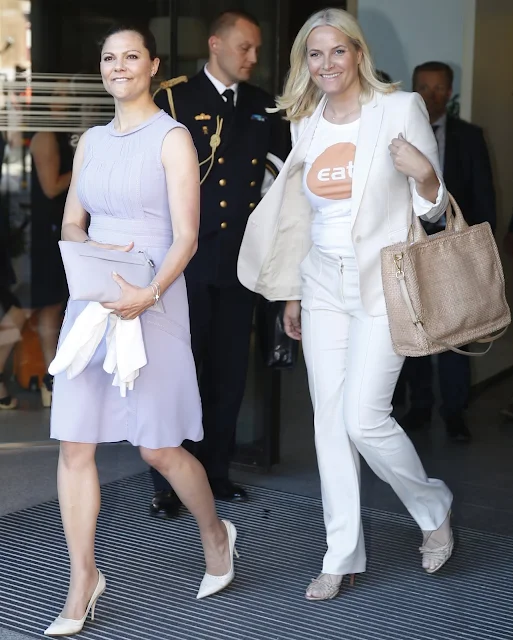 Crown Princess Mette-Marit of Norway and Crown Princess Victoria of Sweden attend EAT Stockholm Food Forum at the Clarion Hotel