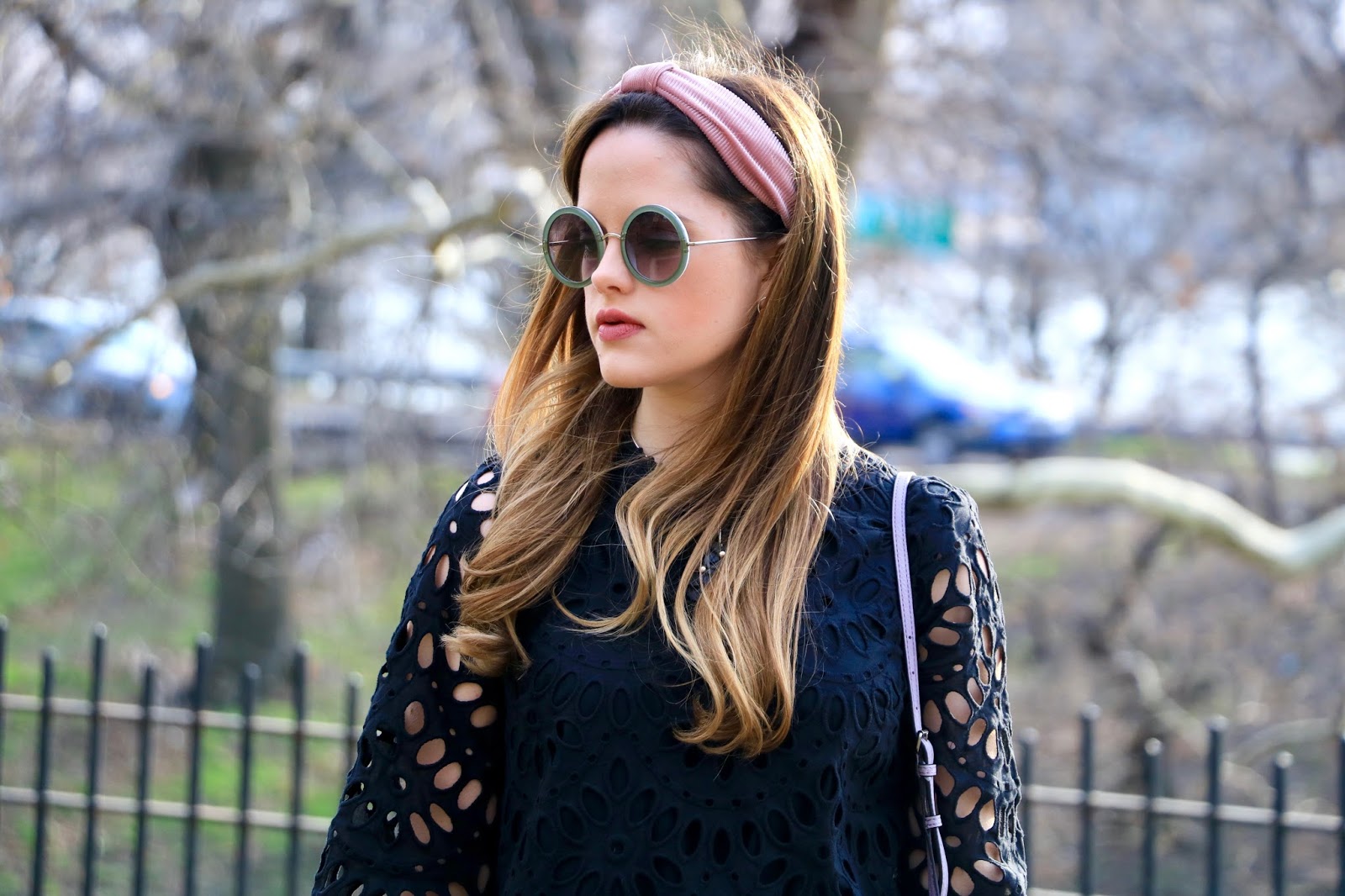 Nyc fashion blogger Kathleen Harper's round The Row sunglasses