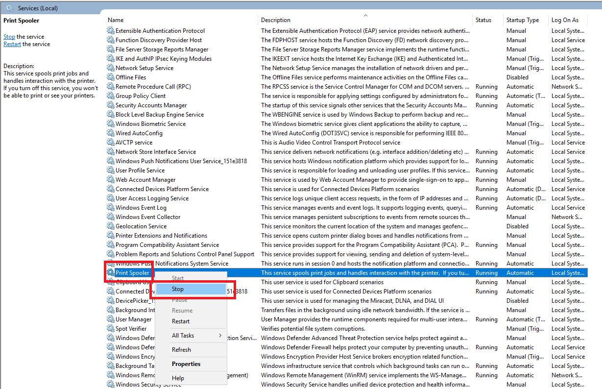 THE IT WAYS HOW TO DELETE STUCK PRINT JOBS IN WINDOWS SERVER