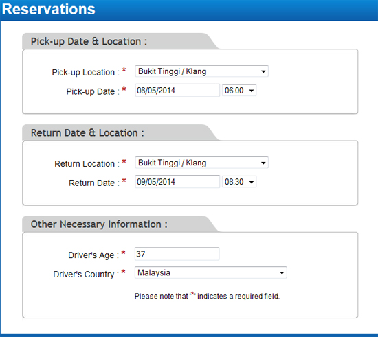 Online Reservation KLEZCar Rental VMY2014