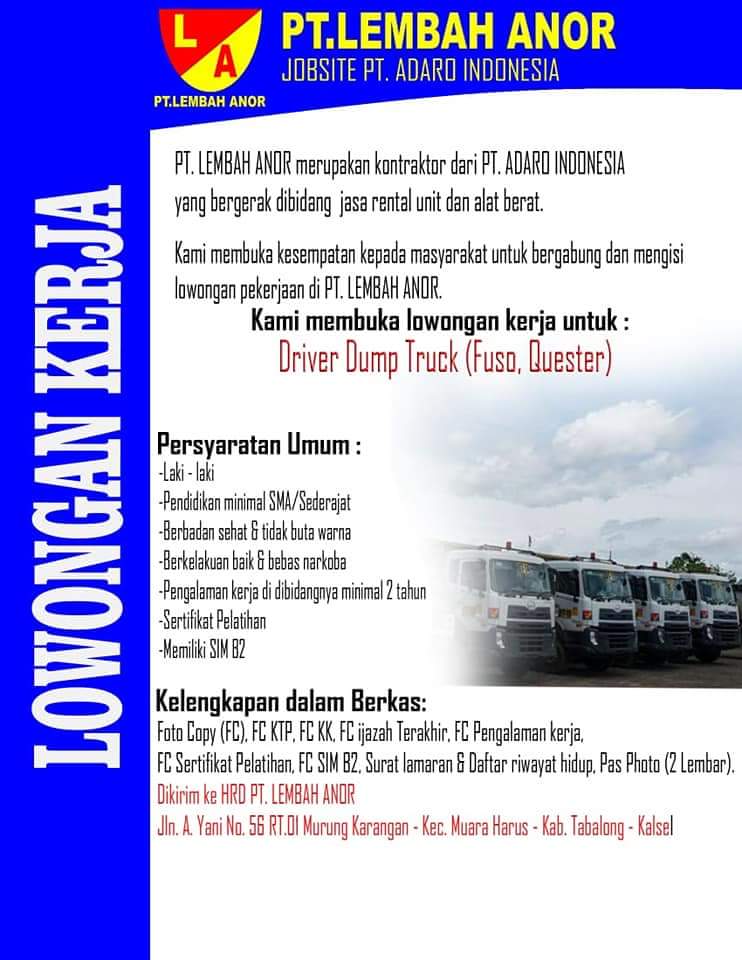 Lowongan Kerja Terbaru 2018 Di Tanjung Tabalong Update Terbaru