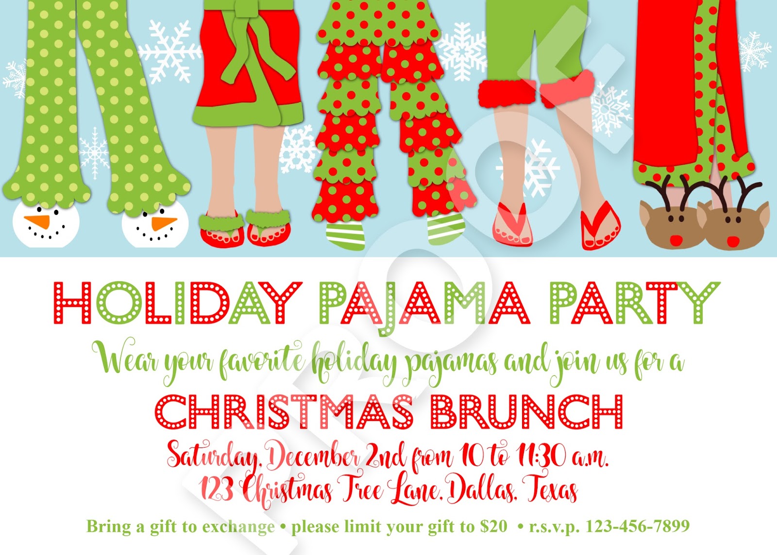 Paper Perfection Christmas Pajama Party Invitation