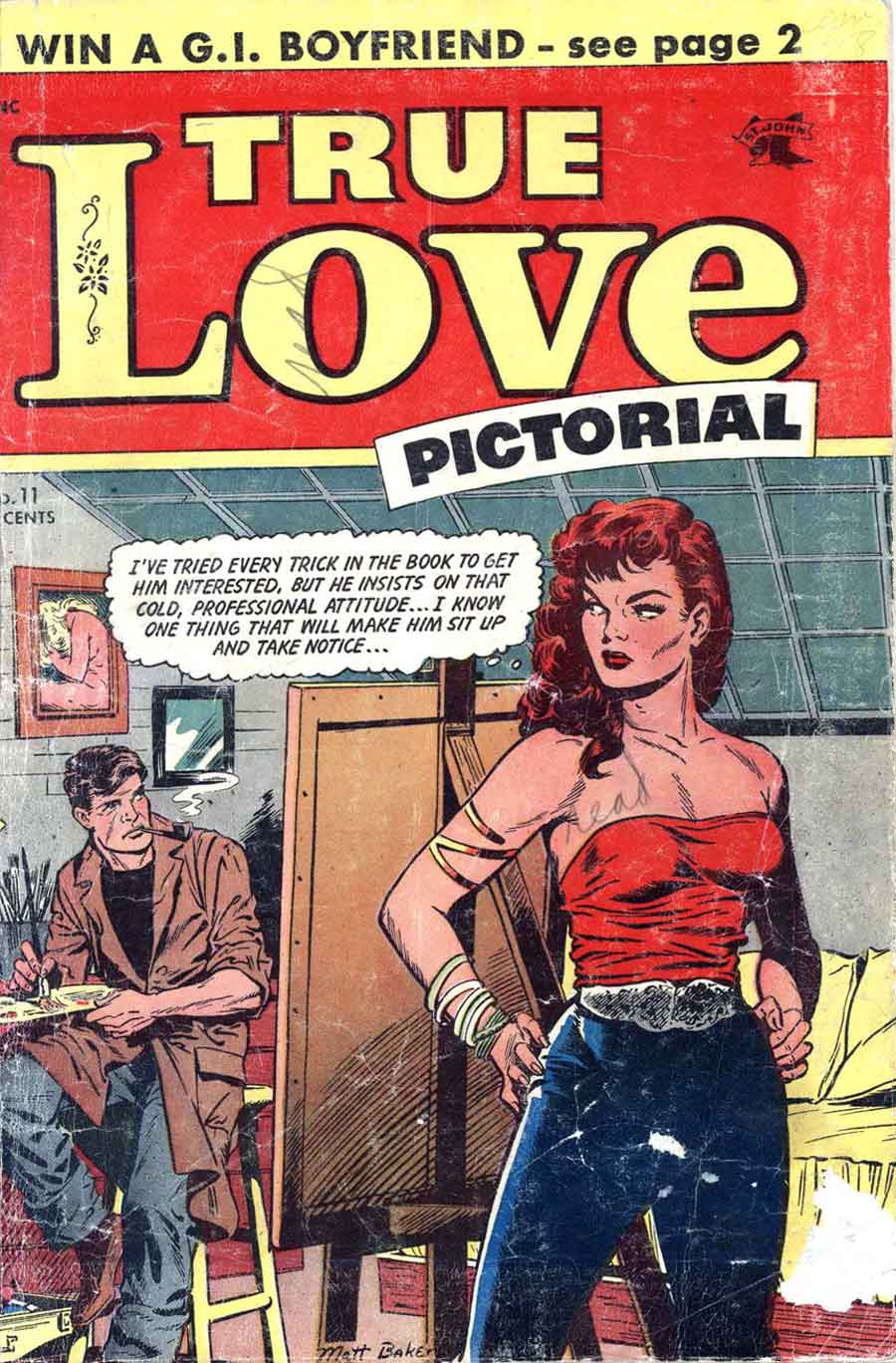 Matt Baker golden age 1950s romance comic book cover - True Love Pictorial #11