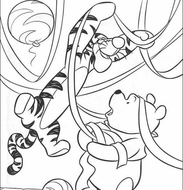 Winnie The Pooh Birthday Coloring Pages