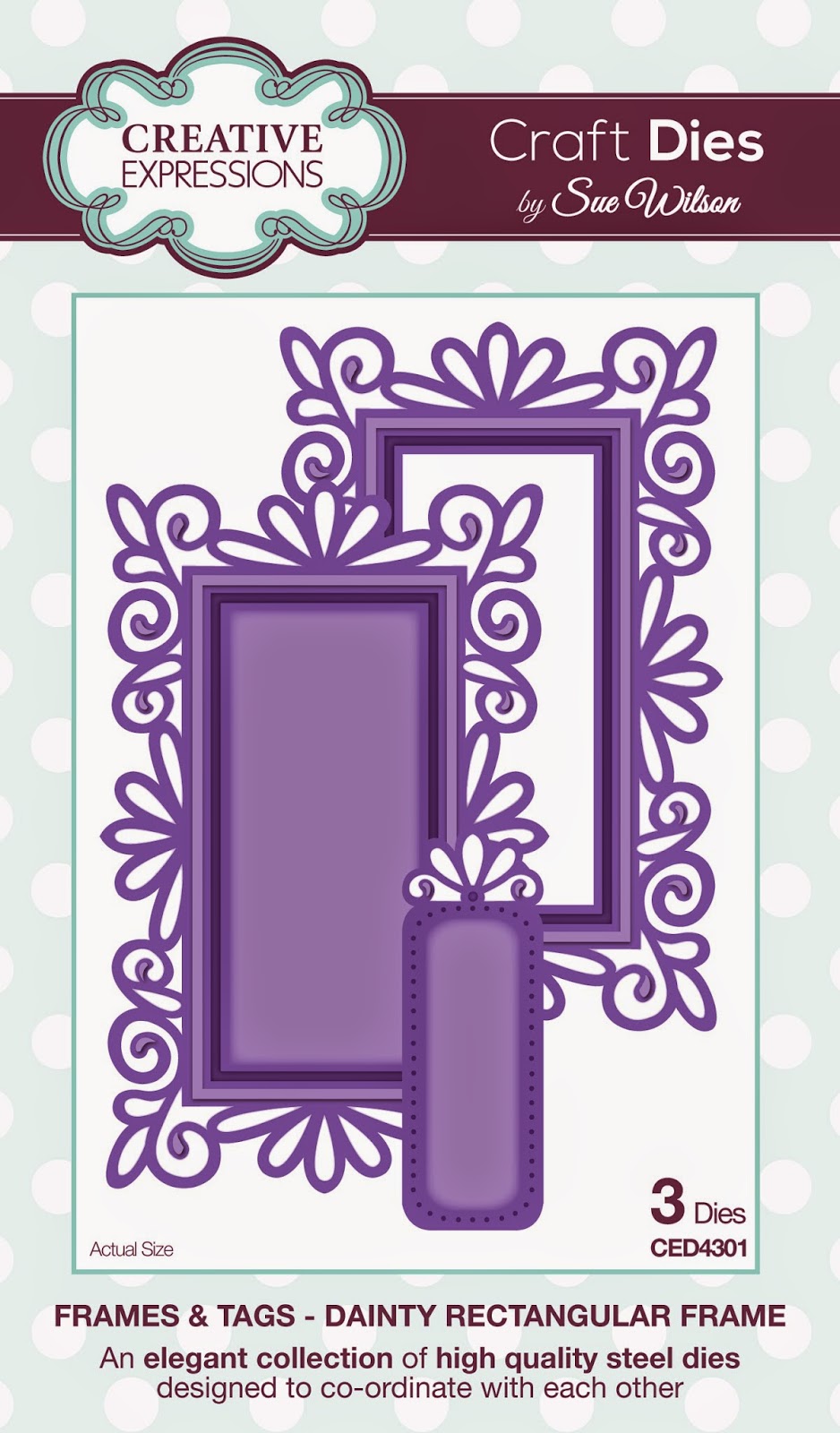 CREATIVE EXPRESSIONS Craft Dies by Sue Wilson The Frames & Tags Collection (Dainty Rectangular
