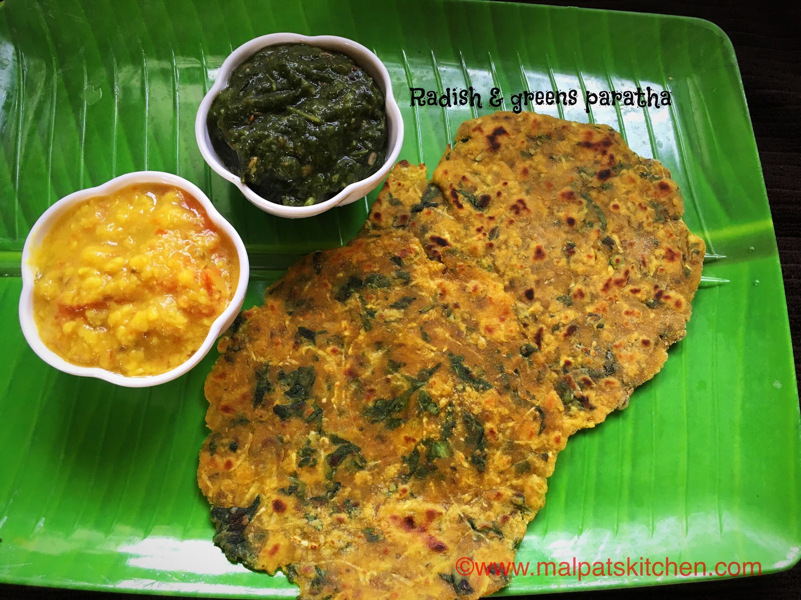 RADISH & GREENS PARATHA, how to make radish and radishgreens flat