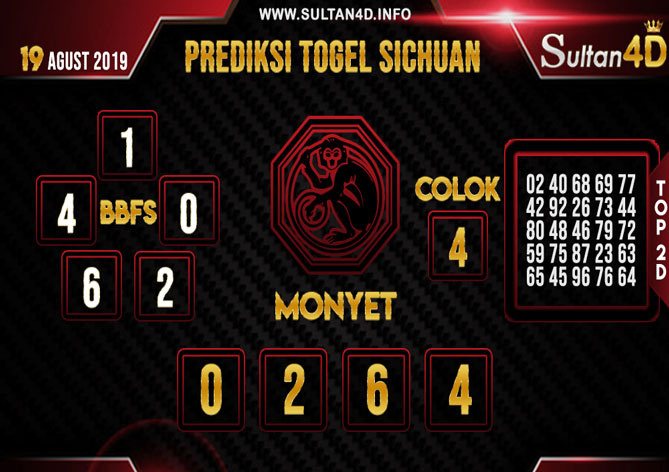 PREDIKSI TOGEL SICHUAN SULTAN4D 19 AGUSTUS 2019