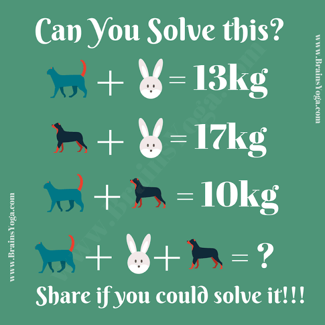 Math Brain Teaser Picture Algebra Problem