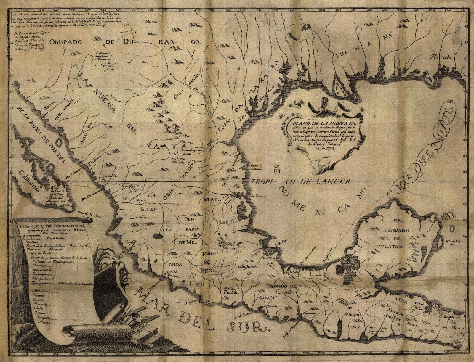 HGCyC Historia, Genealogía, Ciencias y Curiosidades Plano de la Nueva España por Obispados 1769 HGCyC Historia, Genealogía, Ciencias y Curiosidades Plano de la Nueva España por Obispados 1769