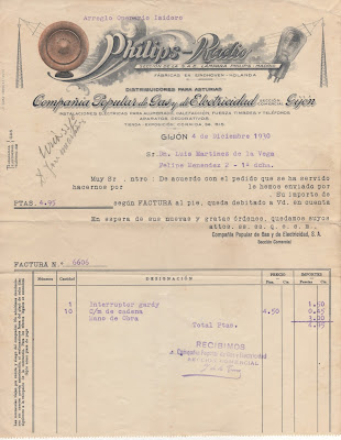 factura compañía popular de gas y electricidad 1930