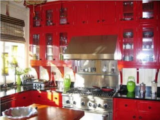 red kitchen cabinets pics